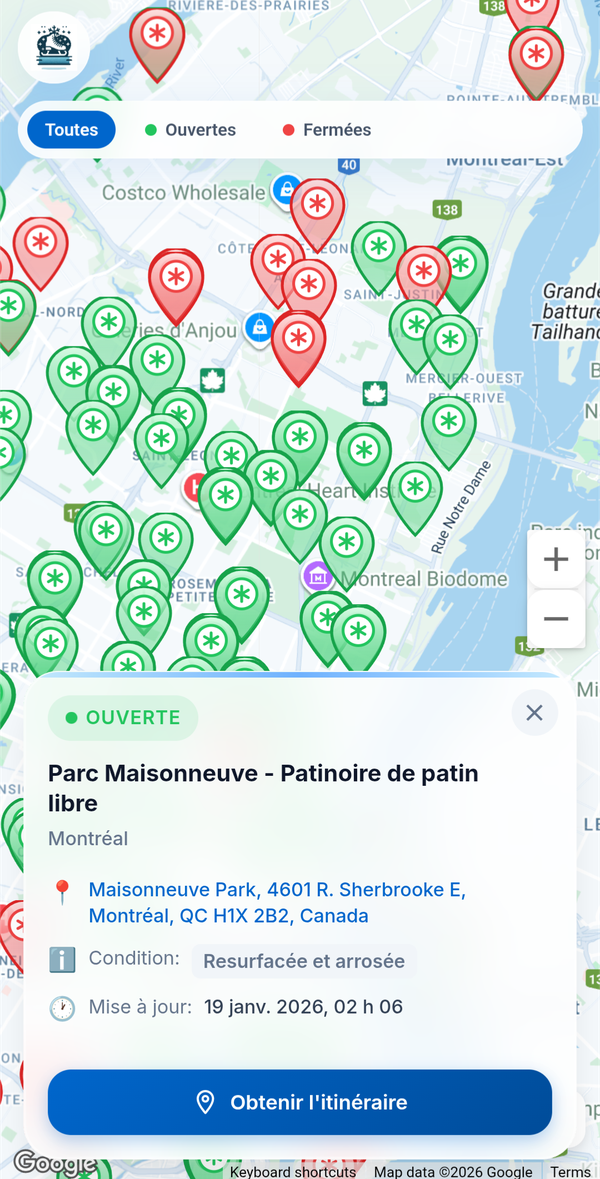 RinkClic - Détails de la patinoire